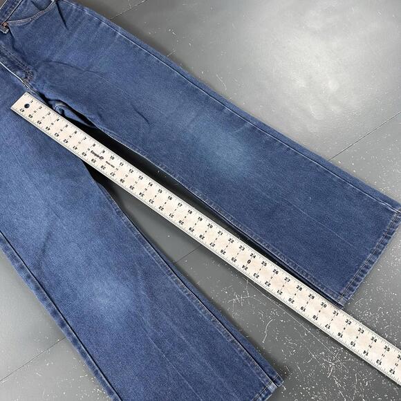 VTG JCPenny Jeans Men 33x31 Blue Dark Wash Plain Pockets Bootcut Smoke Rise 70's - Picture 3 of 9